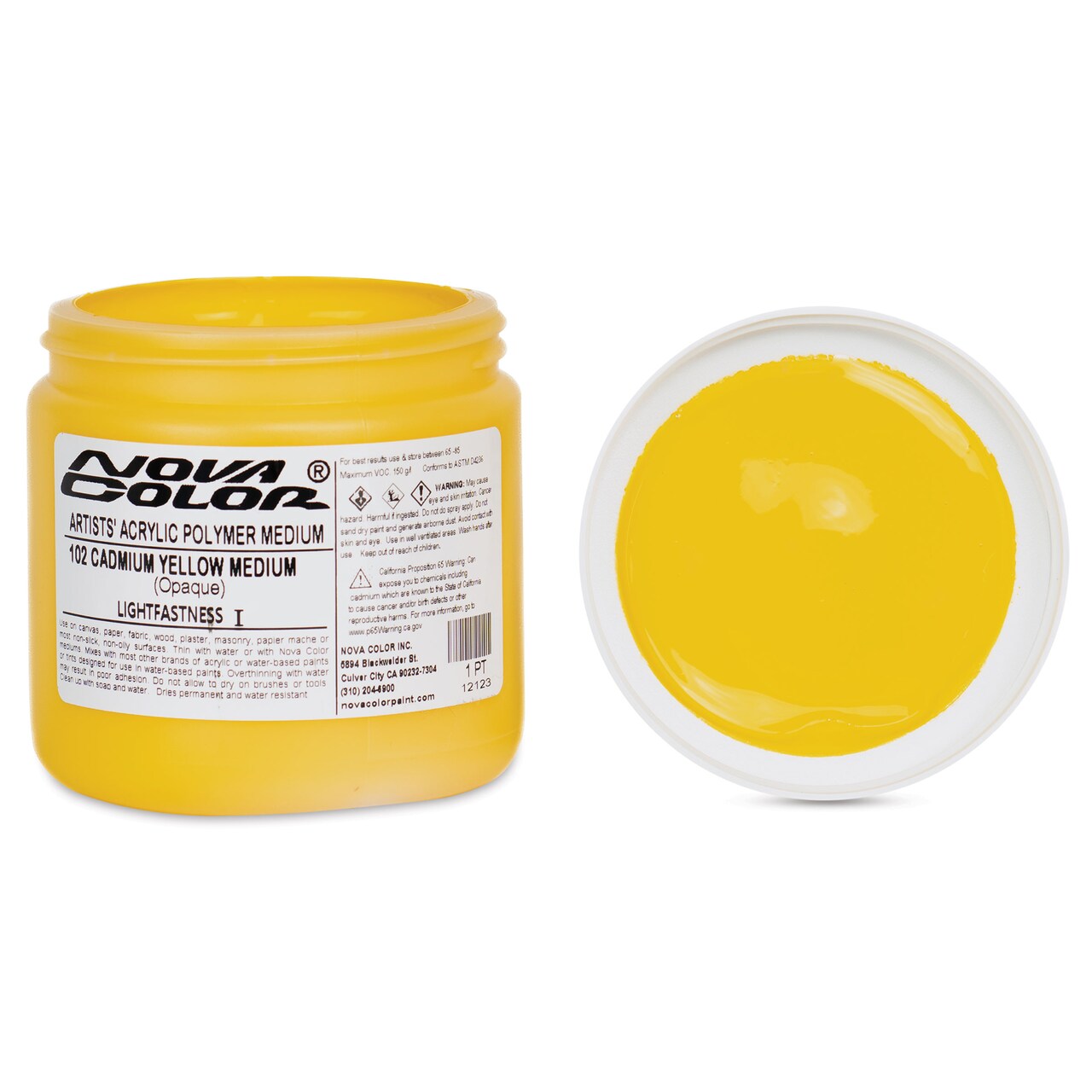 Nova Color Artists’ Acrylic Polymer Paint - Cadmium Yellow Medium, 473 ml Jar